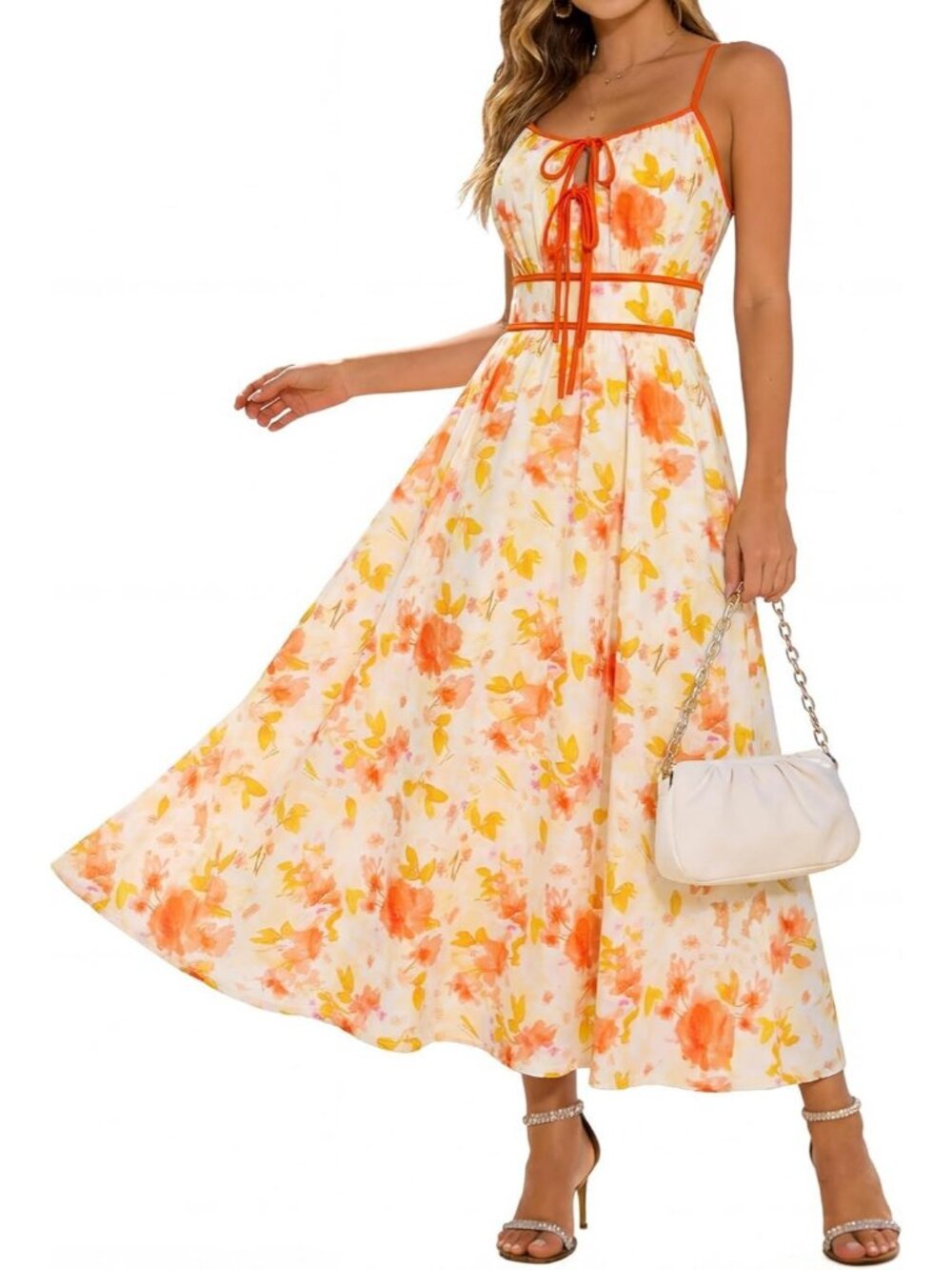 Women's Maxi Dress Yellow Square Neck Sleeveless A Line Summer Soft Comfort